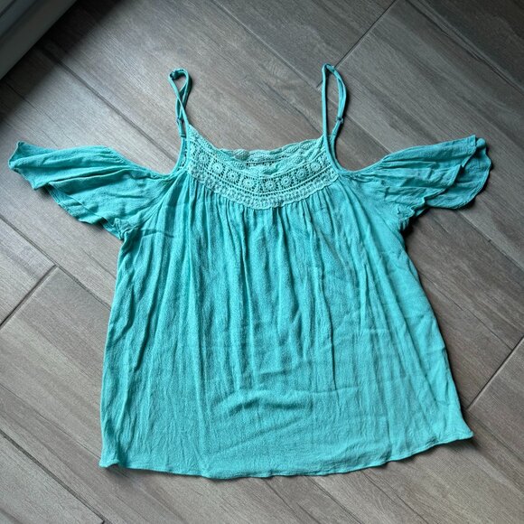 August Mist Boho Crochet Cold Shoulder Top - Women's Size Medium - Picture 1 of 7
